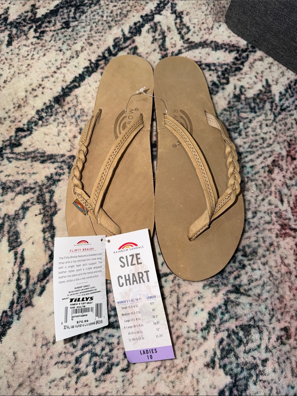Rainbow Women’s Braided Strap Tan Flip Flops - Picture 2 of 3